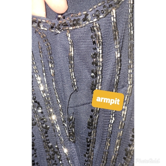 Pissaro Navy Beaded Cocktail Dress - Picture 3 of 6